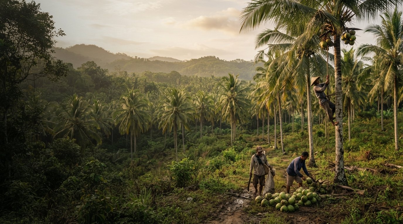 Coconut plantation in Sumatra, Indonesia